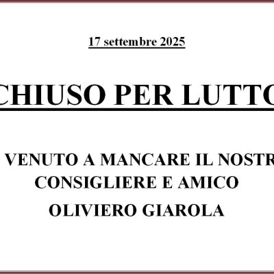 CHIUSURA PER LUTTO